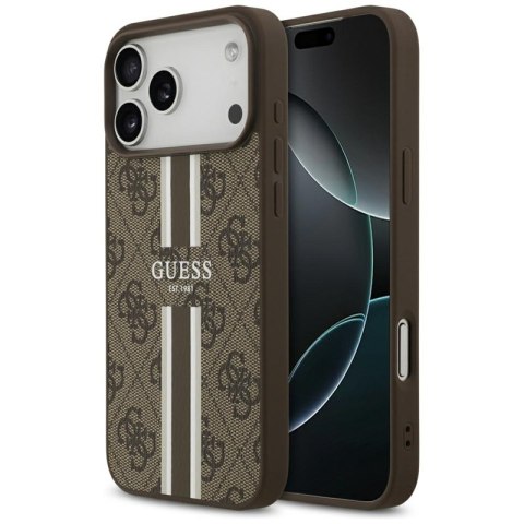 Guess 4G Printed Stripes MagSafe - Etui iPhone 17 Pro Max (brązowy) Guess 4G Printed Stripes MagSafe - Etui iPhone 17 Pro Max (brązowy)