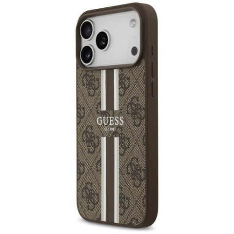 Guess 4G Printed Stripes MagSafe - Etui iPhone 17 Pro Max (brązowy) Guess 4G Printed Stripes MagSafe - Etui iPhone 17 Pro Max (brązowy)