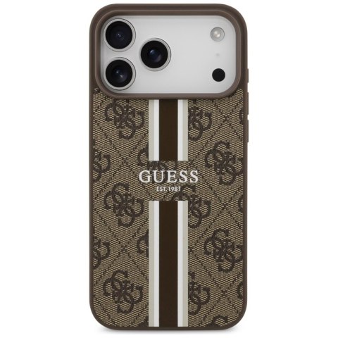 Guess 4G Printed Stripes MagSafe - Etui iPhone 17 Pro Max (brązowy) Guess 4G Printed Stripes MagSafe - Etui iPhone 17 Pro Max (brązowy)