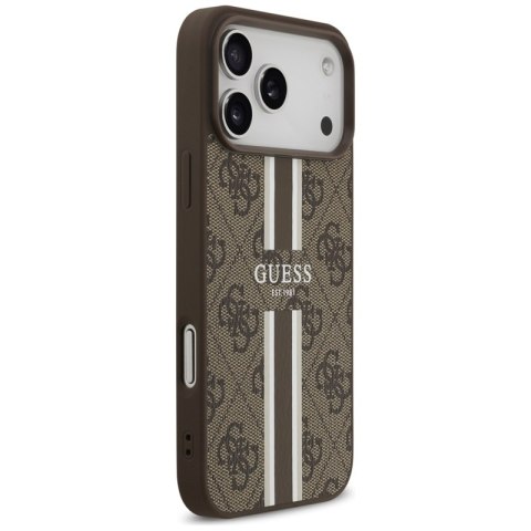 Guess 4G Printed Stripes MagSafe - Etui iPhone 17 Pro Max (brązowy) Guess 4G Printed Stripes MagSafe - Etui iPhone 17 Pro Max (brązowy)