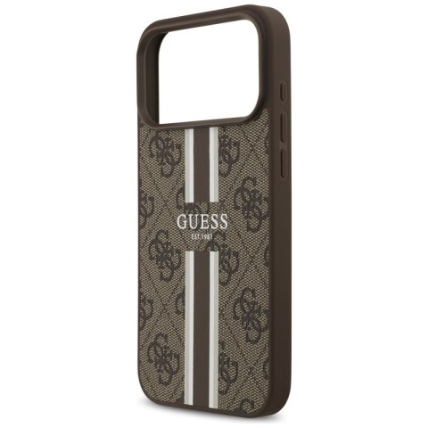Guess 4G Printed Stripes MagSafe - Etui iPhone 17 Pro Max (brązowy) Guess 4G Printed Stripes MagSafe - Etui iPhone 17 Pro Max (brązowy)