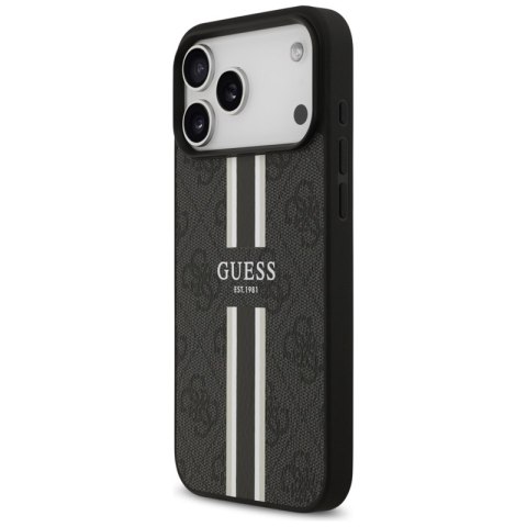 Guess 4G Printed Stripes MagSafe - Etui iPhone 17 Pro Max (czarny) Guess 4G Printed Stripes MagSafe - Etui iPhone 17 Pro Max (czarny)