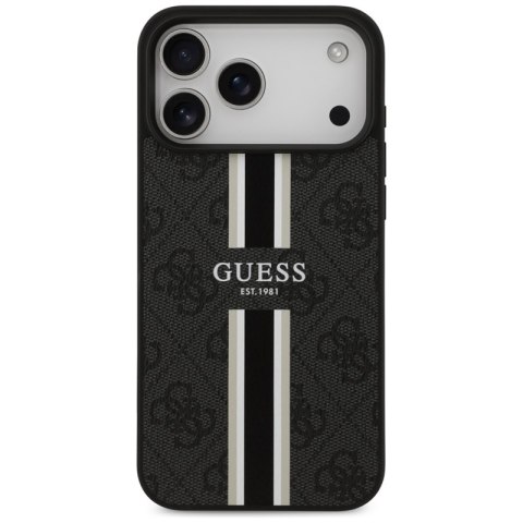 Guess 4G Printed Stripes MagSafe - Etui iPhone 17 Pro Max (czarny) Guess 4G Printed Stripes MagSafe - Etui iPhone 17 Pro Max (czarny)