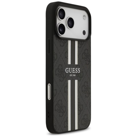 Guess 4G Printed Stripes MagSafe - Etui iPhone 17 Pro Max (czarny) Guess 4G Printed Stripes MagSafe - Etui iPhone 17 Pro Max (czarny)