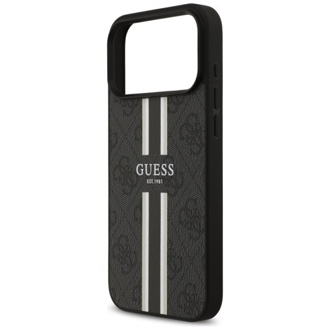 Guess 4G Printed Stripes MagSafe - Etui iPhone 17 Pro Max (czarny) Guess 4G Printed Stripes MagSafe - Etui iPhone 17 Pro Max (czarny)