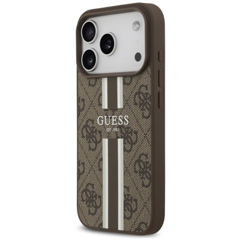 Guess 4G Printed Stripes MagSafe - Etui iPhone 17 Pro (brązowy) Guess 4G Printed Stripes MagSafe - Etui iPhone 17 Pro (brązowy)