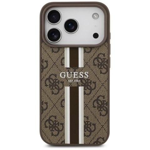Guess 4G Printed Stripes MagSafe - Etui iPhone 17 Pro (brązowy) Guess 4G Printed Stripes MagSafe - Etui iPhone 17 Pro (brązowy)