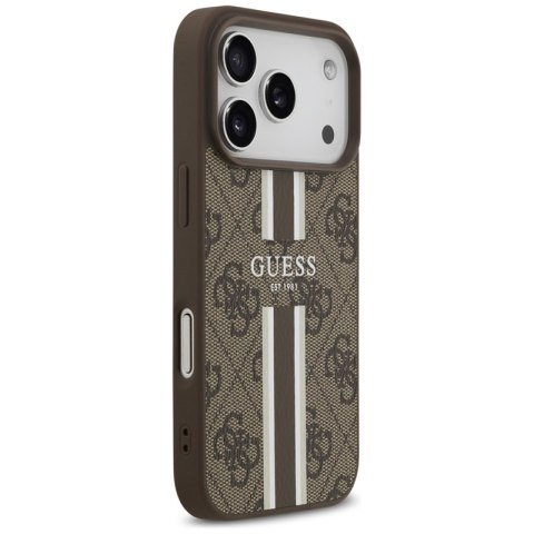 Guess 4G Printed Stripes MagSafe - Etui iPhone 17 Pro (brązowy) Guess 4G Printed Stripes MagSafe - Etui iPhone 17 Pro (brązowy)