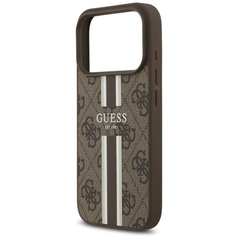 Guess 4G Printed Stripes MagSafe - Etui iPhone 17 Pro (brązowy) Guess 4G Printed Stripes MagSafe - Etui iPhone 17 Pro (brązowy)