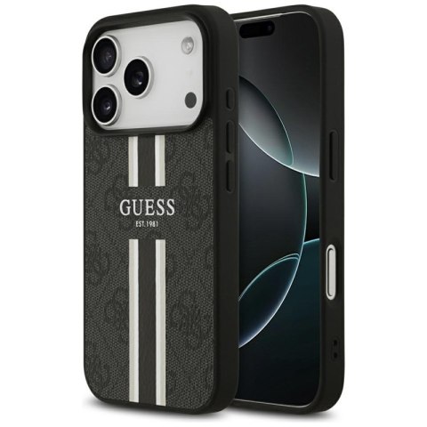 Guess 4G Printed Stripes MagSafe - Etui iPhone 17 Pro (czarny) Guess 4G Printed Stripes MagSafe - Etui iPhone 17 Pro (czarny)