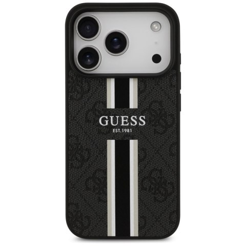 Guess 4G Printed Stripes MagSafe - Etui iPhone 17 Pro (czarny) Guess 4G Printed Stripes MagSafe - Etui iPhone 17 Pro (czarny)