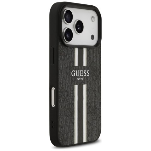 Guess 4G Printed Stripes MagSafe - Etui iPhone 17 Pro (czarny) Guess 4G Printed Stripes MagSafe - Etui iPhone 17 Pro (czarny)