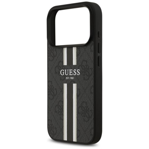 Guess 4G Printed Stripes MagSafe - Etui iPhone 17 Pro (czarny) Guess 4G Printed Stripes MagSafe - Etui iPhone 17 Pro (czarny)