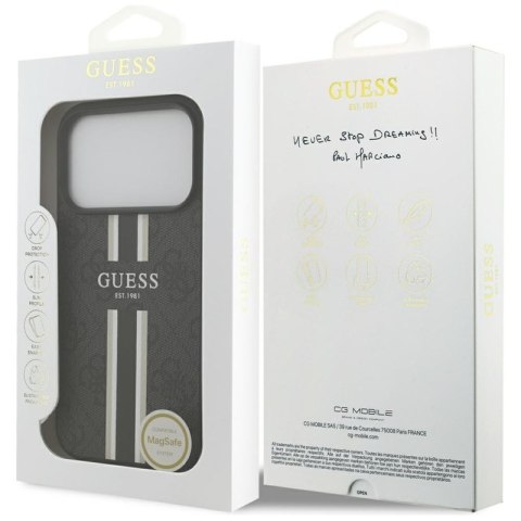 Guess 4G Printed Stripes MagSafe - Etui iPhone 17 Pro (czarny) Guess 4G Printed Stripes MagSafe - Etui iPhone 17 Pro (czarny)