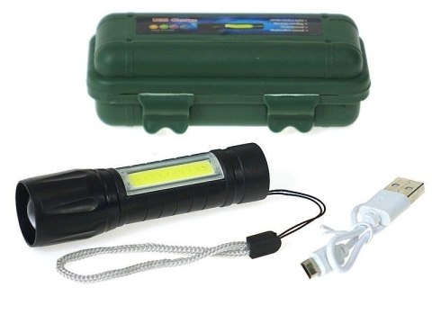 Latarka metalowa z ładowarką USB zmiennoogniskowa Latarka metalowa z ładowarką USB zmiennoogniskowa
