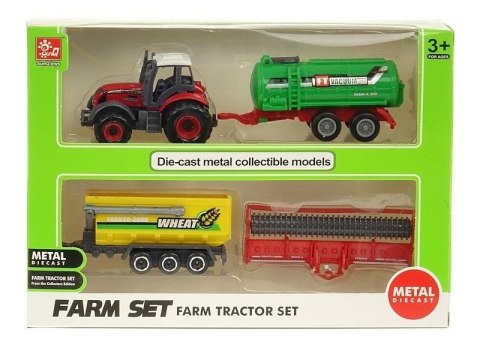 Traktor metalowy z 3 maszynami rolniczymi Traktor metalowy z 3 maszynami rolniczymi
