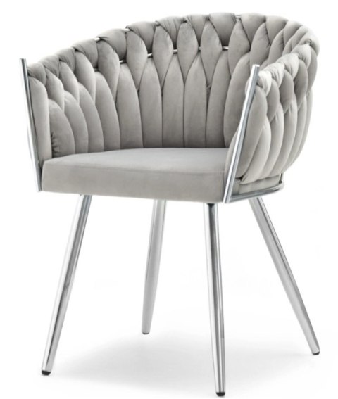 Krzesło plecione Lugano fotel TRECCIA GREY VELVET SILVER Krzesło plecione Lugano fotel TRECCIA GREY VELVET SILVER
