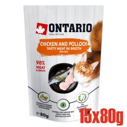 ONTARIO saszetka Kurczak i dorsz w rosole opak. 15x80g (213-30320)