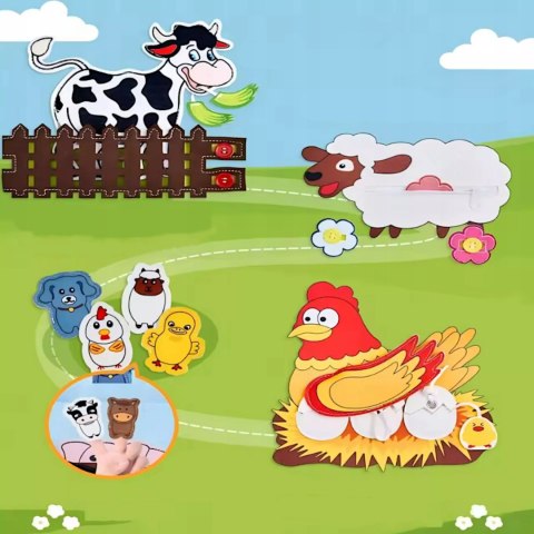 Sensoryczna filcowa książeczka dla dzieci farma zwierzątka na rzepy Montessori Sensoryczna filcowa książeczka dla dzieci farma zwierzątka na rzepy Montessori