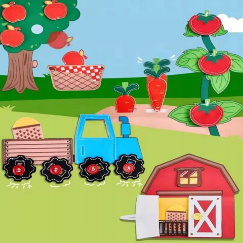 Sensoryczna filcowa książeczka dla dzieci farma zwierzątka na rzepy Montessori Sensoryczna filcowa książeczka dla dzieci farma zwierzątka na rzepy Montessori