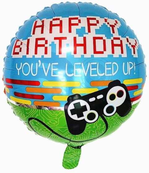 Balon Foliowy Happy Birthday Game On Kontroler 46 cm Balon Foliowy Happy Birthday Game On Kontroler 46 cm