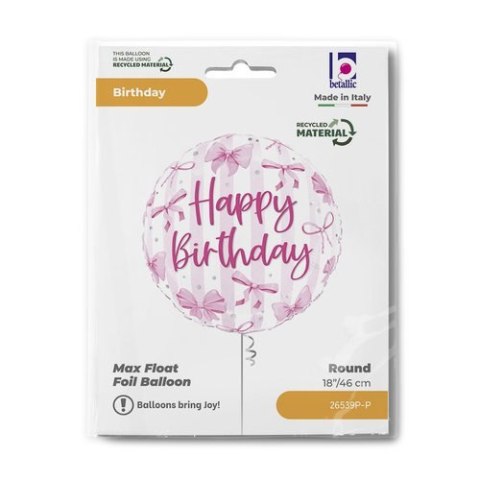 Balon foliowy Kokarda Różowy Pretty Pink Bow Birthday 45 cm Balon foliowy Kokarda Różowy Pretty Pink Bow Birthday 45 cm