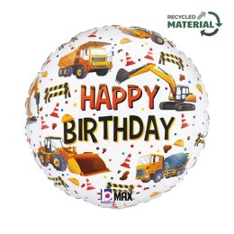 Balon foliowy Koparki, Maszyny Budowlane, Urodziny 45 cm