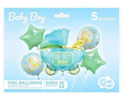 Balony foliowe - zestaw Wózek, niebieski, 5 szt. Balony foliowe - zestaw Wózek, niebieski, 5 szt.