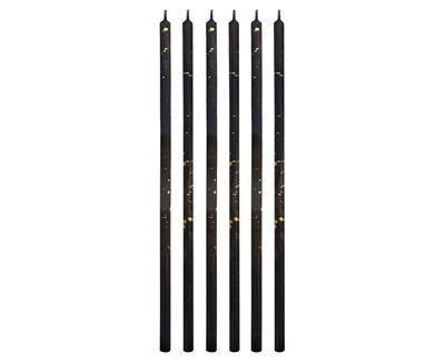 Świeczki urodzinowe czarno złote, 16,5 cm, 6 szt.