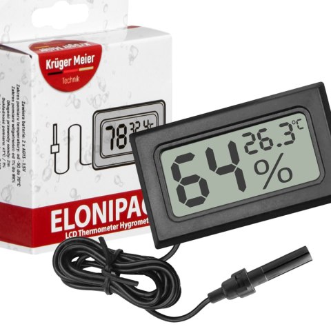 Kruger Meier Elonipac LCD - termometr hygrometr z sondą Kruger Meier Elonipac LCD - termometr hygrometr z sondą