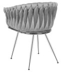 Krzesło plecione Lugano fotel TRECCIA GREY VELVET SILVER