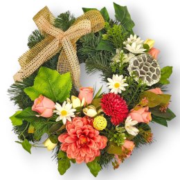 OKRĄGŁY WIANEK STROIK WIĄZANKA NA CMENTARZ DEKORACJA POD ZNICZ