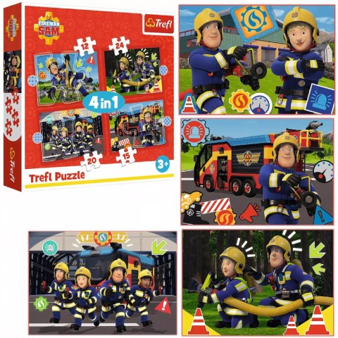 Puzzle 4w1 Strażak Sam, Przygody Strażaka Sama 4 układanki Trefl 34632 Puzzle 4w1 Strażak Sam, Przygody Strażaka Sama 4 układanki Trefl 34632