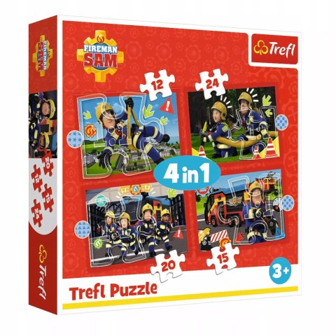 Puzzle 4w1 Strażak Sam, Przygody Strażaka Sama 4 układanki Trefl 34632 Puzzle 4w1 Strażak Sam, Przygody Strażaka Sama 4 układanki Trefl 34632