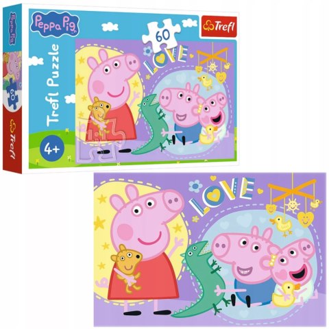 Puzzle Szczęśliwa świnka, Świnka Peppa 60 elementów Trefl 17414 Puzzle Szczęśliwa świnka, Świnka Peppa 60 elementów Trefl 17414