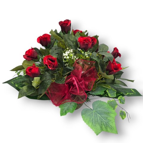 STROIK NA CMENTARZ KWIATY NA GRÓB POMNIK MISA Z OBCIĄŻENIEM CZERWONE RÓŻE