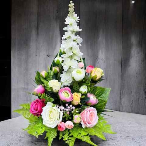 Stroik kompozycja kwiaty grób cmentarz bukiet do wazon sztuczny