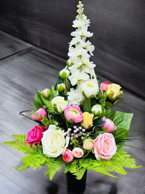 Stroik kompozycja kwiaty grób cmentarz bukiet do wazon sztuczny