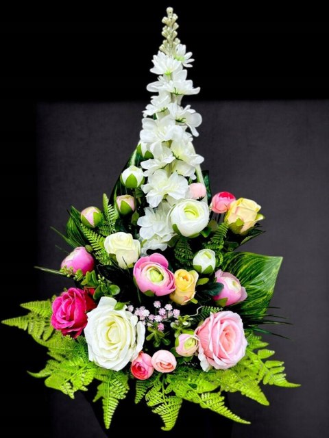 Stroik kompozycja kwiaty grób cmentarz bukiet do wazon sztuczny