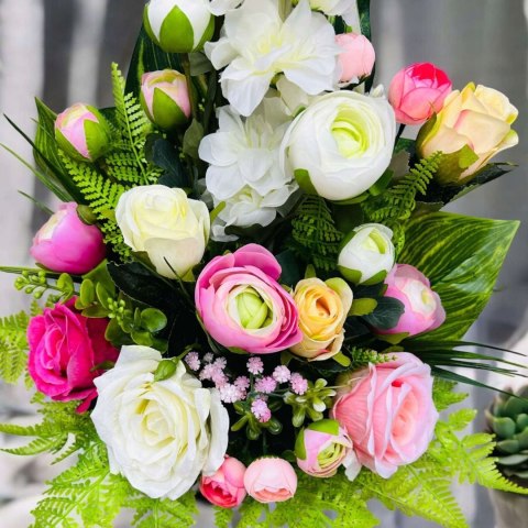 Stroik kompozycja kwiaty grób cmentarz bukiet do wazon sztuczny