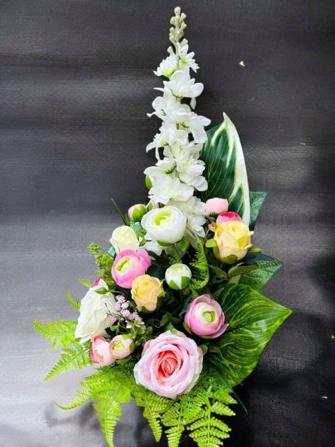 Stroik kompozycja kwiaty grób cmentarz bukiet do wazon sztuczny