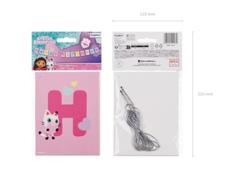 Baner Happy Birthday Koci Domek Gabi 180 x 15 cm