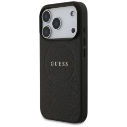 Guess Grained Ring MagSafe - Etui iPhone 17 Pro (czarny)