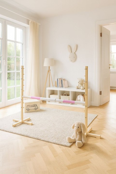 Przeszkoda skokowa do Hobby Horse 160cm, h-120 cm, belka jasny róż