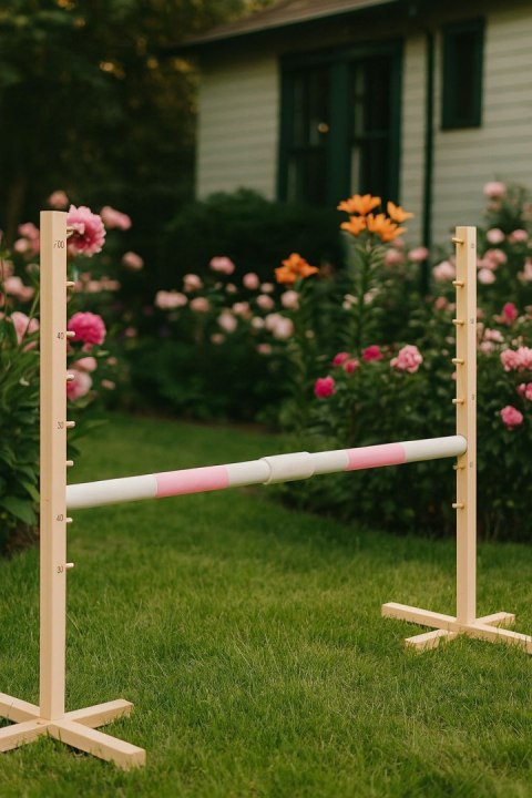 Przeszkoda skokowa do Hobby Horse 160cm, h-120 cm, belka jasny róż