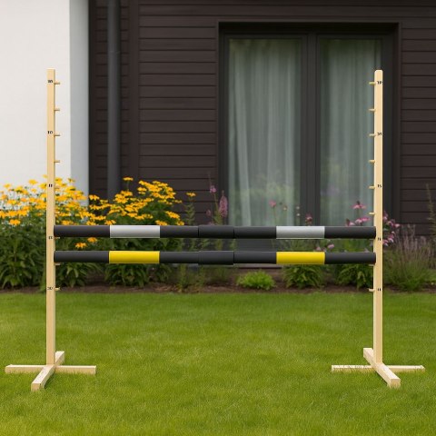 Przeszkoda skokowa do Hobby Horse 160cm, h-120 cm, dwie belki - czarno-złota i czarno-srebrna