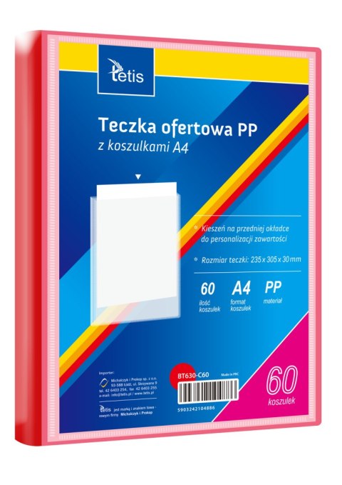 Teczka ofertowa A4 PP 60 koszulek CZERWONA BT630-C60 TETIS Teczka ofertowa A4 PP 60 koszulek CZERWONA BT630-C60 TETIS