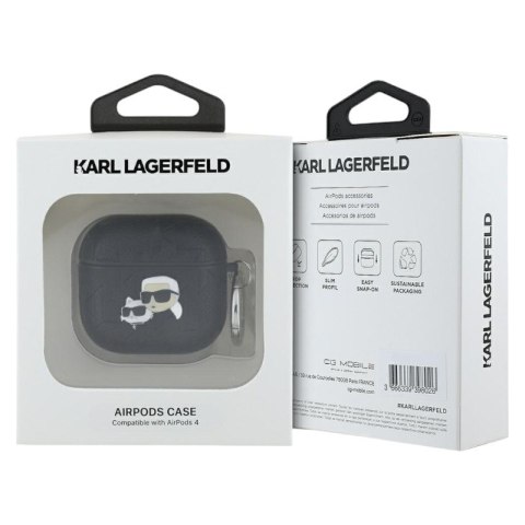 Karl Lagerfeld Monogram Karl & Choupette Head - Etui AirPods 4 (czarny) Karl Lagerfeld Monogram Karl & Choupette Head - Etui AirPods 4 (czarny)