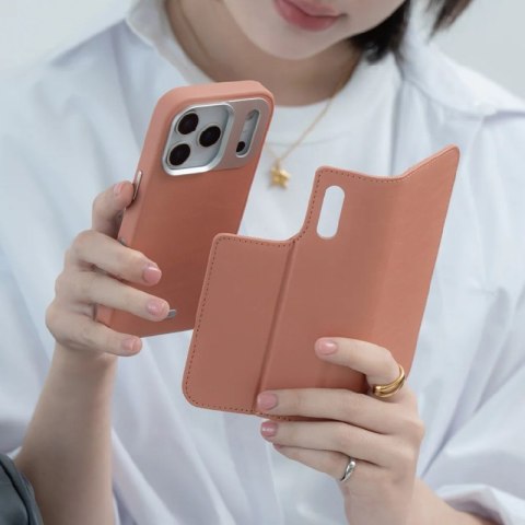 Moshi Overture MagSafe - Skórzane etui 3w1 z klapką iPhone 17 Pro Max (Misty Coral)