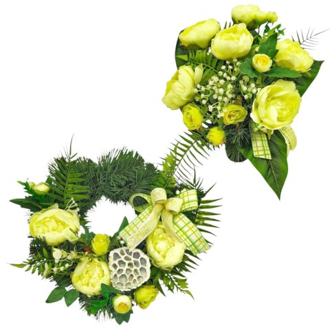 KOMPLET ZESTAW NA CMENTARZ WIANEK I BUKIET KWIATY NA GRÓB POMNIK